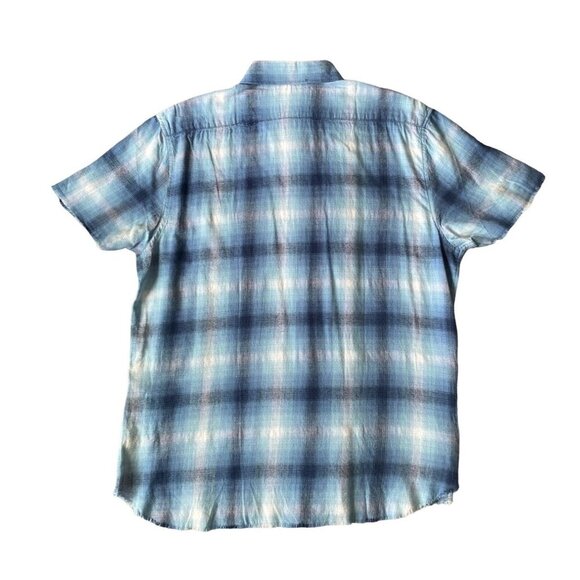 EPTM MEN'S BLUE PLAID FLANNEL SHORT SLEEVE BUTTON DOWN CASUAL SHIRT SZ M - Picture 2 of 6